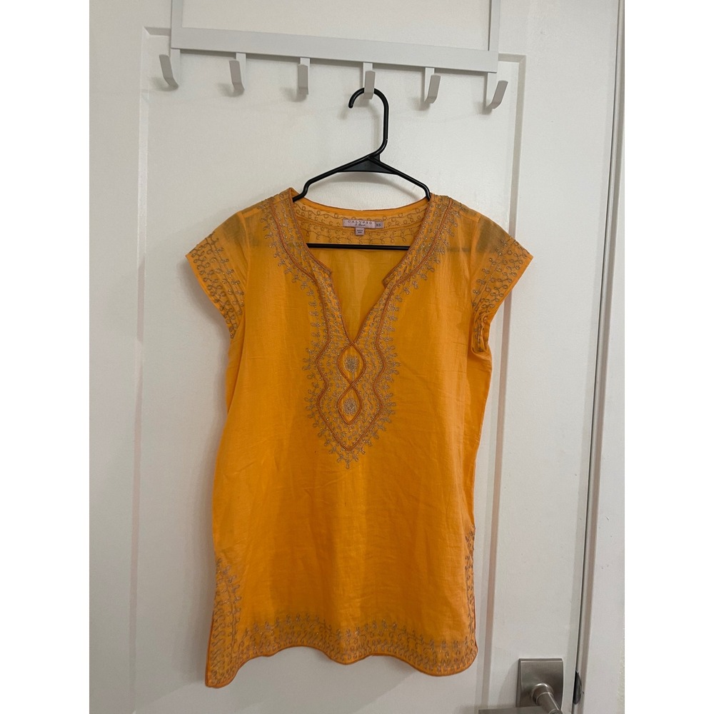 Vintage‎ Embroidered Boho Calypso St Barth Tunic Blouse Beachy Coastal Mermaid